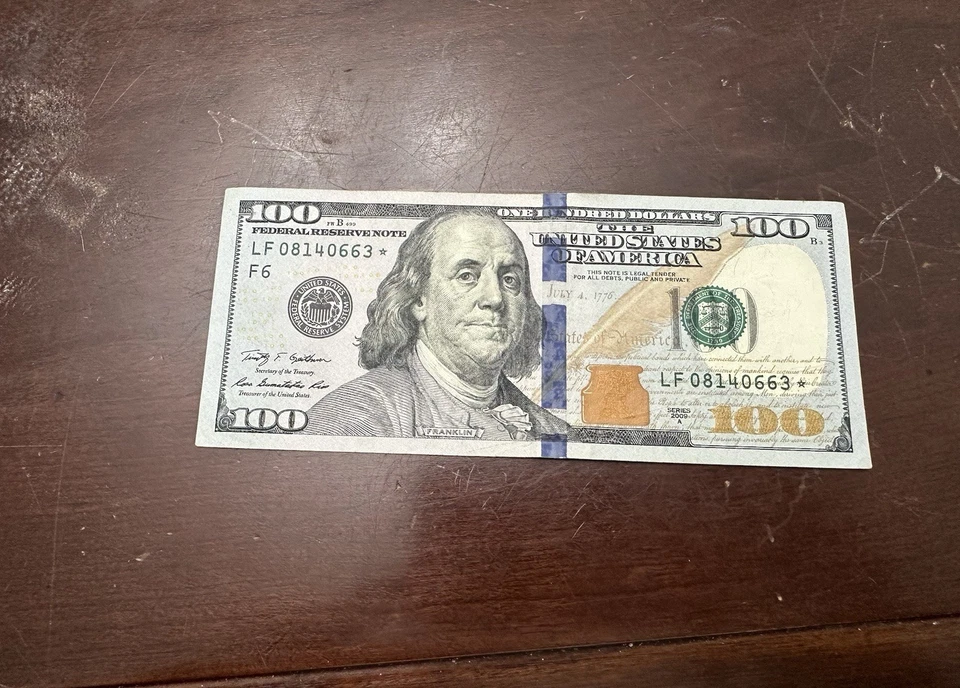 Fancy Serial Number $100 Dollar Bill LF 08140663* Birthday and Star Note! - Image 1 of 1
