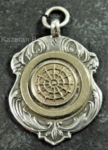 Vintage Solid Silver Darts Design Pocket Watch Chain Medal Fob Hallmarked 1948 - Picture 1 of 12