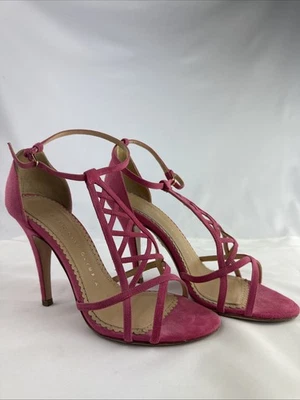 Stiletto de gamuza rosa intenso Charlotte Olympia talla 6,5 UE talla 36,5 Foto 1 de 4
