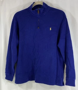 Polo Ralph Lauren uomo 2XL quarto zip L/manica maglione pullover cotone blu - Foto 1 di 9