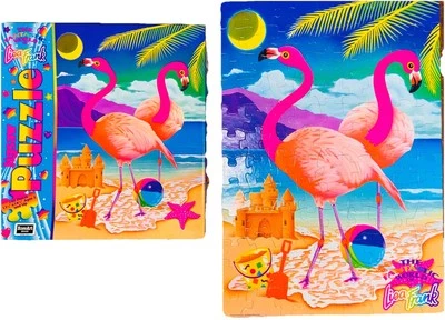 Vintage 1990s Lisa Frank Jigsaw Puzzle 100 Pieces Rose Art Flamingos Beach 08096 - Image 1 of 4