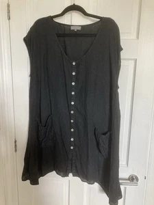 Sahara black linen sleeveless top size large - Picture 1 of 7