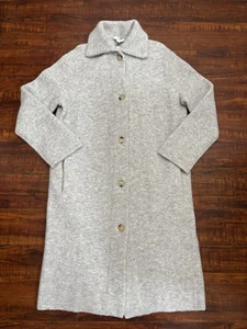 Vince grau Kragen Wolle Alpaka Mischung lange Strickjacke Mantel Damengröße Small NEU - Bild 1 von 13