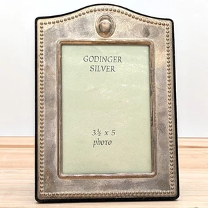 Vintage Godinger Silver Photo Frame 3.5x5 Ornate Beaded Edge Tabletop 1980s-90s - Picture 1 of 1