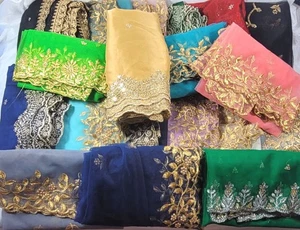 LOTTO: 19 Dupattas donna seta e rete perline ricamate paillettes abbigliamento formale - Foto 1 di 6