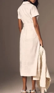 NWT Anthropologie Colette Wrap Dress Neutral Large - Picture 1 of 9