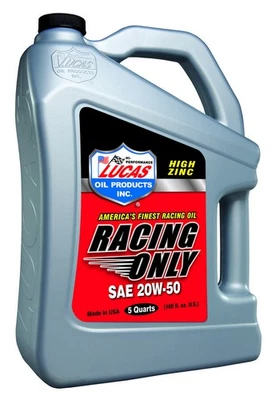 Lucas Motor Oil - Racing - High Zinc - 20W50 - Conventional - 5 qt - Each - Image 1 of 3