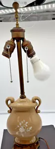 Vintage Table Lamp DAV ART Cream w White Floral Pattern Electric 22” Urn Shape - Picture 1 of 6