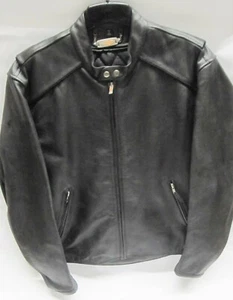 Power Trip Mens Large Leather Motorcycle Jacket Black Diamond - Picture 1 of 3