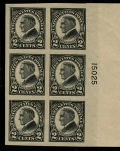 US 611, 1923 2c HARDING, LADO DERECHO PBOF6, MNH, MUY BIEN CENTRADO, IMPERFECTO (US899) - Imagen 1 de 2
