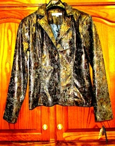 NEW BAMBOO TRADERS SZ S BRONZE/BLUEISH GRAY CRACKED PATTERN LINED POLY BLAZER - Picture 1 of 6