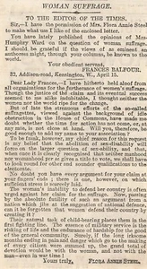 Periódico Flora Annie Steel Letter to the Times 1907 en apoyo de las sufragistas - Imagen 1 de 1