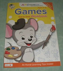 ABC Mouse Workbook ~ GAMES Dot-to-Dots ~ Ages 3-8 ~ New + Sticker Sheet - Picture 1 of 1