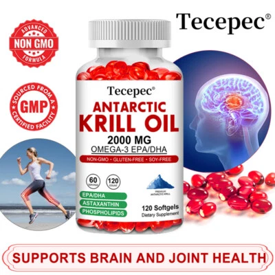 TECEPEC Antarktisches Krillöl 2000 mg, 30/60/120 Softgel-Kapseln, Omega-3 – VERSIEGELT!