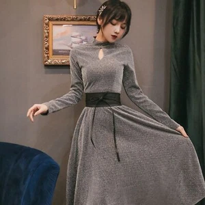 Metallic Silver Glitter Midi Women Dress - Picture 1 of 5