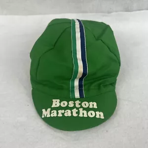 Vtg 1983 Boston Marathon Cap Cycling Running Triathlon Hat Green Striped 80s - Bild 1 von 6