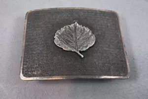 Clint Orms Sterling Silver Zavala 1601 Aspen Leaf Trophy Buckle 2-7/8" x 2-1/8" - Picture 1 of 12