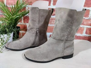 LANDS' END TAUPE MID CALF BOOTS UK 6.5 EU 39 SUPPLE SUEDE PULL ON WOMENS FLAT - Picture 1 of 7
