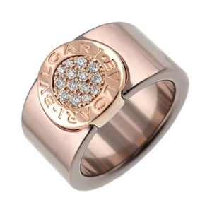 BVLGARI Diamond Ring 18K Pink Gold 750 METAL size49 4.5(US) 90276122 - Picture 1 of 8
