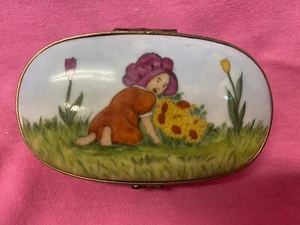 Hermosa Auténtica Caja de Baratijas Floral Peint Main Francés Limoges - Imagen 1 de 4