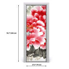 Door Decal Sticker Chinese Brush And Ink Floral Watercolour Roses Garden