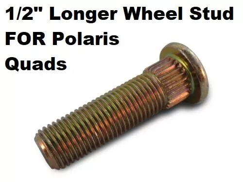 1/2" LONGER Wheel Stud Bolts FOR POLARIS QUADS 3/8"x24 1.75" Long Extra Length × - Image 1 of 1