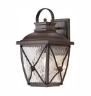 Springbrook 15 in. Rustic 1-Light Outdoor Wall Lamp with Clear Water Glass Shade