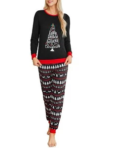 Ekouaer Pajamas Set for Women Long Sleeve Crew Neck Comfy Pjs Lounge Sets Wit - Picture 1 of 5