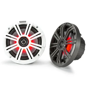 Kicker 45KM84L Marine Audio Boat 8" Coaxial Speakers 4 Ohm 7 Color LED Light New - Picture 1 of 4