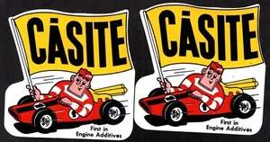 Lot of 2 CASITE ENGINE ADDITIVE 1970's Vintage Sticker Promo INDY RACE CAR NOS - Picture 1 of 1