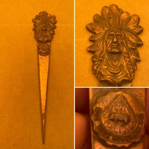 Letter Opener Souvenir Hog Back Mountain Vermont Native American Indian Chief Vt - Picture 1 of 10