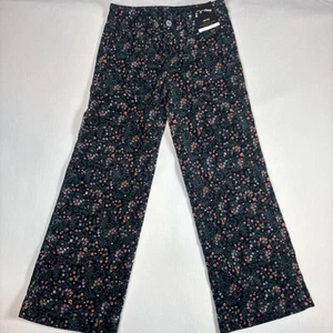Girls Art Class Corduroy Floral Pants Size 8 NWT Mid Rise Relaxed Hip & Thigh - Picture 1 of 16