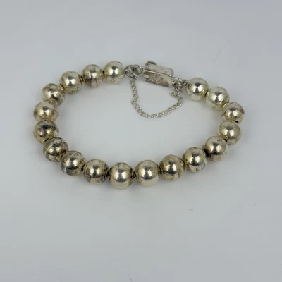 Pulsera de cuentas de bola de plata de ley 925 de 9,5 mm Foto 1 de 4