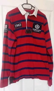 Henri Lloyd Rugby Shirt Mens Long Sleeve Burgundy And Navy Stripes Size Large - Picture 1 of 10