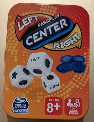 Left Center Right Classic Dice Game Portable Tin Passplay Spin Master Games  - Image 1 of 4