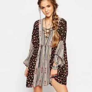 Free People Rain Or Shine Pebble Lace-Up Bohemian Mini Dress Size XSmall - Bild 1 von 5