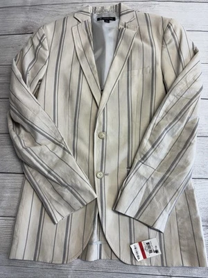 Blazer INC Para Hombres XS Beige Gris Rayas Mezcla de Lino Chaqueta Ligera Nueva Foto 1 de 4