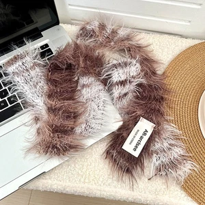 1PC Trendy Fluffy Soft Decorative Narrow Long Scarf Plush Gradient Color - Picture 1 of 1