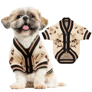 Dog Knitted Clothes Cat Puppy Chihuahua Jacket Warm Jumper Cardigan Sweater Coat - Picture 1 of 28