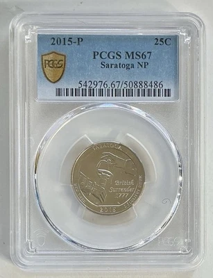 2015P Saratoga Quarter PCGS MS67 America the Beautiful Certified High Grade - Image 1 of 2