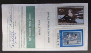 RW56 - 1989 Federal Duck Stamp on Montana Hunting License - Picture 1 of 2