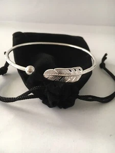 silver plated delecate women adjustable feather bracelet girls bangle - Picture 1 of 7
