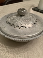 Vintage Continental Silver Co. Inc. Brilliantone Wild Rose Embossed Candy Dish