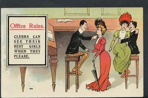 Occupations Postcard - Office Rules - Clerks Can See Their Best Girls RS5603 - Picture 1 of 2