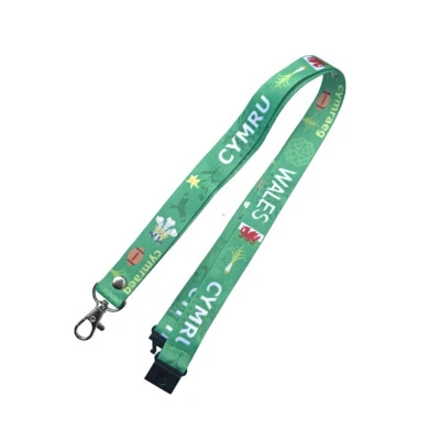 Wales Lanyard - neck strap, ID HOLDER Safety breakaway clip Welsh dragon Flag