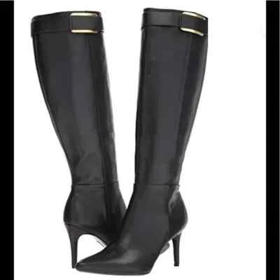 Botas Calvin Klein - Glydia Vaca Seda WC, Nuevas, Negras, Cuero, Talla 6 Foto 1 de 3