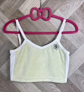 Vintage O'Neill Boardbabes Strappy Yellow/White Cami Crop Top Size Small Y2K 00s - Picture 1 of 18