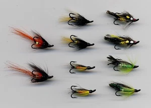Salmon Flies: Treble Hook Salmon Flies size 10 x 10 5 patterns x 2 (Code 330a) - Picture 1 of 3