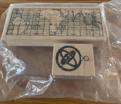 Estampillas de goma de mapa del mundo y brújula de Club Scrap Foto 1 de 4