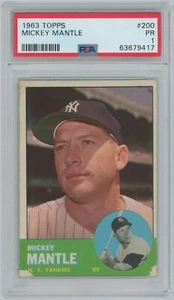MICKEY MANTLE (PSA 1) 1963 Topps Card #200 - Picture 1 of 2